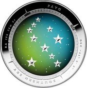 Australia 5 Dollars (Southern Sky - Pavo) KM# 1969 SOUTHERN SKY RA 19H 30M 0S PAVO DEC - 66° 0' 0" SOUTH NORTH EAST WEST coin reverse Australia 5 Dollars (Southern Sky - Pavo) KM# 1969 SOUTHERN SKY RA 19H 30M 0S PAVO DEC - 66° 0' 0" SOUTH NORTH EAST WEST coin reverse