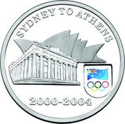 Australia 5 Dollars Sydney to Athens 2004 2004 KM# 727 SYDNEY TO ATHENS 2000-2004 coin reverse Australia 5 Dollars Sydney to Athens 2004 2004 KM# 727 SYDNEY TO ATHENS 2000-2004 coin reverse