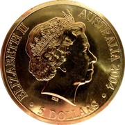 Australia 5 Dollars Tasmania Bicentenary 2004 KM# 728a ELIZABETH II AUSTRALIA 2004 5 DOLLARS IRB coin obverse Australia 5 Dollars Tasmania Bicentenary 2004 KM# 728a ELIZABETH II AUSTRALIA 2004 5 DOLLARS IRB coin obverse