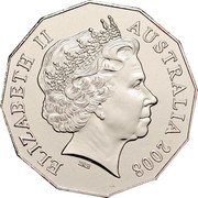 Australia 50 Cents 25th Anniversary Australia's Win of the America's Cup 2008 KM# 1062 ELIZABETH II AUSTRALIA 2008 IRB coin obverse Australia 50 Cents 25th Anniversary Australia's Win of the America's Cup 2008 KM# 1062 ELIZABETH II AUSTRALIA 2008 IRB coin obverse