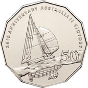 Australia 50 Cents 25th Anniversary Australia's Win of the America's Cup 2008 KM# 1062 25TH ANNIVERSARY AUSTRALIA II VICTORY 50 coin reverse Australia 50 Cents 25th Anniversary Australia's Win of the America's Cup 2008 KM# 1062 25TH ANNIVERSARY AUSTRALIA II VICTORY 50 coin reverse