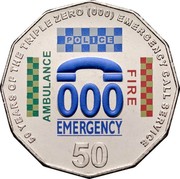 Australia 50 Cents 50 Years of Triple Zero 2011 KM# 1624 50 YEARS OF THE TRIPLE ZERO (000) EMERGENCY CALL SERVICE 000 EMERGENCY AMBULANCE POLICE FIRE 50 coin reverse Australia 50 Cents 50 Years of Triple Zero 2011 KM# 1624 50 YEARS OF THE TRIPLE ZERO (000) EMERGENCY CALL SERVICE 000 EMERGENCY AMBULANCE POLICE FIRE 50 coin reverse