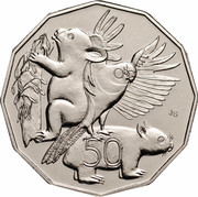 Australia 50 Cents (Animals Student Design) KM# 694 50 JS coin reverse Australia 50 Cents (Animals Student Design) KM# 694 50 JS coin reverse