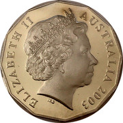 Australia 50 Cents Australia's Volunteers 2003 B Proof KM# 689a ELIZABETH II AUSTRALIA 2003 coin obverse Australia 50 Cents Australia's Volunteers 2003 B Proof KM# 689a ELIZABETH II AUSTRALIA 2003 coin obverse