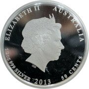 Australia 50 Cents Budgerigar 2013 KM# 1923 ELIZABETH II AUSTRALIA 1/2 OZ 999 SILVER 2013 50 CENTS IRB coin obverse Australia 50 Cents Budgerigar 2013 KM# 1923 ELIZABETH II AUSTRALIA 1/2 OZ 999 SILVER 2013 50 CENTS IRB coin obverse