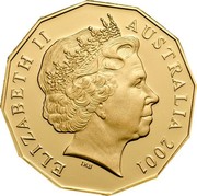 Australia 50 Cents Centenary of Federation - Gold edition 2001 B Proof KM# 491.1A ELIZABETH II AUSTRALIA 2001 coin obverse