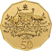 Australia 50 Cents Centenary of Federation - Gold edition 2001 B Proof KM# 491.1A AUSTRALIA 50 coin reverse