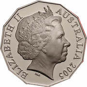 Australia 50 Cents (Commonwealth Games Melbourne 2006) KM# 769 ELIZABETH II AUSTRALIA 2005 IRB coin obverse Australia 50 Cents (Commonwealth Games Melbourne 2006) KM# 769 ELIZABETH II AUSTRALIA 2005 IRB coin obverse