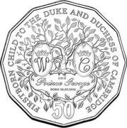 Australia 50 Cents Firstborn Baby of the Duke and Duchess of Cambridge 2013 KM# 2146a FIRST BORN CHILD TO THE DUKE AND DUCHESS OF CAMBRIDGE W. C HRH PRINCE GEORGE BORN 22.07.2013 50 coin reverse Australia 50 Cents Firstborn Baby of the Duke and Duchess of Cambridge 2013 KM# 2146a FIRST BORN CHILD TO THE DUKE AND DUCHESS OF CAMBRIDGE W. C HRH PRINCE GEORGE BORN 22.07.2013 50 coin reverse