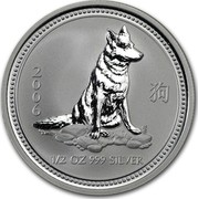 Australia 50 Cents Lunar Dog 2006 KM# 1877 2006 1/2 OZ 999 SILVER coin reverse Australia 50 Cents Lunar Dog 2006 KM# 1877 2006 1/2 OZ 999 SILVER coin reverse