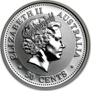 Australia 50 Cents Lunar Pig 2007 KM# 1878 ELIZABETH II AUSTRALIA 50 CENTS IRB coin obverse Australia 50 Cents Lunar Pig 2007 KM# 1878 ELIZABETH II AUSTRALIA 50 CENTS IRB coin obverse
