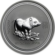 Australia 50 Cents Lunar Pig 2007 KM# 1878 2007 1/2 OZ 999 SILVER coin reverse Australia 50 Cents Lunar Pig 2007 KM# 1878 2007 1/2 OZ 999 SILVER coin reverse