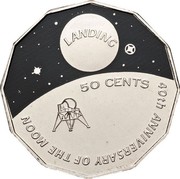 Australia 50 Cents Moon Landing Anniversary 2009 KM# 1432 LANDING 50 CENTS 40TH ANNIVERSARY OF THE MOON coin reverse Australia 50 Cents Moon Landing Anniversary 2009 KM# 1432 LANDING 50 CENTS 40TH ANNIVERSARY OF THE MOON coin reverse