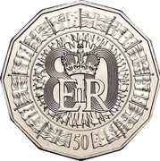 Australia 50 Cents Queen's 80th Birthday 2006 KM# 801 80 EIIR 50 coin reverse Australia 50 Cents Queen's 80th Birthday 2006 KM# 801 80 EIIR 50 coin reverse