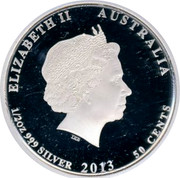Australia 50 Cents Red-tailed Black-Cockatoo 2013 KM# 1815 ELIZABETH II AUSTRALIA 1/2 OZ 999 SILVER 2013 50 CENTS IRB coin obverse Australia 50 Cents Red-tailed Black-Cockatoo 2013 KM# 1815 ELIZABETH II AUSTRALIA 1/2 OZ 999 SILVER 2013 50 CENTS IRB coin obverse