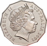 Australia 50 Cents (Year of the Outback) KM# 602 ELIZABETH II AUSTRALIA 2002 IRB coin obverse Australia 50 Cents (Year of the Outback) KM# 602 ELIZABETH II AUSTRALIA 2002 IRB coin obverse
