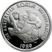 Australia 50 Dollars Australian Koala 1989 Proof KM# 125 THE AUSTRALIAN KOALA 1/2OZ 9995 PLATINUM 1989 coin reverse Australia 50 Dollars Australian Koala 1989 Proof KM# 125 THE AUSTRALIAN KOALA 1/2OZ 9995 PLATINUM 1989 coin reverse