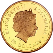 Australia 50 Dollars Discover Australia - Dolphin 2008 KM# 1196 ELIZABETH II AUSTRALIA 50 DOLLARS IRB coin obverse Australia 50 Dollars Discover Australia - Dolphin 2008 KM# 1196 ELIZABETH II AUSTRALIA 50 DOLLARS IRB coin obverse