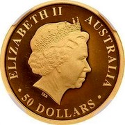 Australia 50 Dollars Discover Australia - Kookaburra 2013 KM# 2054 ELIZABETH II AUSTRALIA 50 DOLLARS IRB coin obverse Australia 50 Dollars Discover Australia - Kookaburra 2013 KM# 2054 ELIZABETH II AUSTRALIA 50 DOLLARS IRB coin obverse