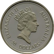 Australia 50 Dollars Koala 1995 Proof KM# 286 ELIZABETH II AUSTRALIA 50 DOLLARS coin obverse Australia 50 Dollars Koala 1995 Proof KM# 286 ELIZABETH II AUSTRALIA 50 DOLLARS coin obverse