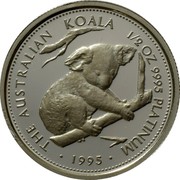 Australia 50 Dollars Koala 1995 Proof KM# 286 THE AUSTRALIAN KOALA 1/2 OZ 9995 PLATINUM coin reverse Australia 50 Dollars Koala 1995 Proof KM# 286 THE AUSTRALIAN KOALA 1/2 OZ 9995 PLATINUM coin reverse