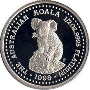 Australia 50 Dollars Koala 1999 KM# 459 THE AUSTRALIAN KOALA 1/2 OZ. 9995 PLATINUM 1998 coin reverse Australia 50 Dollars Koala 1999 KM# 459 THE AUSTRALIAN KOALA 1/2 OZ. 9995 PLATINUM 1998 coin reverse