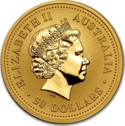 Australia 50 Dollars Lunar Rooster 2005 KM# 1900 ELIZABETH II AUSTRALIA 50 DOLLARS IRB coin obverse
