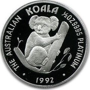 Australia 50 Dollars The Australian Koala 1992 KM# 173 THE AUSTRALIAN KOALA 1/2 OZ 9995 PLATINUM 1992 P coin reverse Australia 50 Dollars The Australian Koala 1992 KM# 173 THE AUSTRALIAN KOALA 1/2 OZ 9995 PLATINUM 1992 P coin reverse
