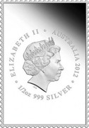Australia 60 Cents London Olympics - Coin and stamp 2012 P Proof KM# 1803 ELIZABETH II AUSTRALIA 2012 1/2OZ 999 SILVER coin obverse