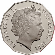 Australia Fifty Cents Centenary of Federation - Queensland 2001 KM# 555 ELIZABETH II AUSTRALIA 2001 IRB coin obverse