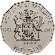 Australia Fifty Cents Centenary of Federation - Queensland 2001 KM# 555 CENTENARY OF FEDERATION 1901 2001 QUEENSLAND FIFTY CENTS coin reverse