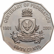 Australia Fifty Cents (Centenary of Federation - South Australia) KM# 561 CENTENARY OF FEDERATION 1901 2001 SOUTH AUSTRALIA FIFTY CENTS coin reverse