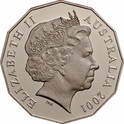 Australia Fifty Cents (Centenary of Federation - Victoria) KM# 557 ELIZABETH II AUSTRALIA 2001 IRB coin obverse