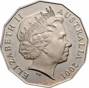 Australia Fifty Cents (Centenary of Federation - Western Australia) KM# 563 ELIZABETH II AUSTRALIA 2001 IRB coin obverse