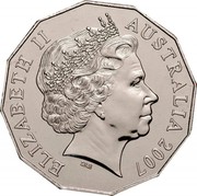 Australia Fifty Cents Diamond Wedding - Elizabeth and Philip 2007 KM# 1041 ELIZABETH II AUSTRALIA 2007 IRB coin obverse Australia Fifty Cents Diamond Wedding - Elizabeth and Philip 2007 KM# 1041 ELIZABETH II AUSTRALIA 2007 IRB coin obverse