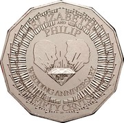 Australia Fifty Cents Diamond Wedding - Elizabeth and Philip 2007 KM# 1041 ELIZABETH AND PHILLIP 60TH WEDDING ANNIVERSARY FIFTY CENTS coin reverse Australia Fifty Cents Diamond Wedding - Elizabeth and Philip 2007 KM# 1041 ELIZABETH AND PHILLIP 60TH WEDDING ANNIVERSARY FIFTY CENTS coin reverse