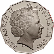 Australia Fifty Cents (World War II Remembrance) KM# 746 ELIZABETH II AUSTRALIA 2005 IRB coin obverse Australia Fifty Cents (World War II Remembrance) KM# 746 ELIZABETH II AUSTRALIA 2005 IRB coin obverse