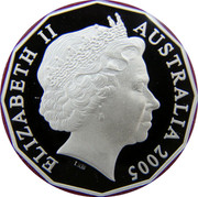 Australia Fifty Cents World War Remembrance 2005 B Proof KM# 746a ELIZABETH II AUSTRALIA 2005 coin obverse Australia Fifty Cents World War Remembrance 2005 B Proof KM# 746a ELIZABETH II AUSTRALIA 2005 coin obverse