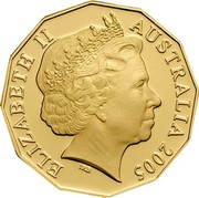 Australia Fifty Cents World War Remembrance 2005 B Proof KM# 746b ELIZABETH II AUSTRALIA 2005 coin obverse