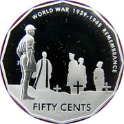Australia Fifty Cents World War Remembrance 2005 B Proof KM# 746a WORLD WAR 1939-1945 REMEMBRANCE FIFTY CENTS coin reverse Australia Fifty Cents World War Remembrance 2005 B Proof KM# 746a WORLD WAR 1939-1945 REMEMBRANCE FIFTY CENTS coin reverse