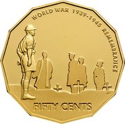 Australia Fifty Cents World War Remembrance 2005 B Proof KM# 746b WORLD WAR 1939-1945 REMEMBRANCE FIFTY CENTS coin reverse