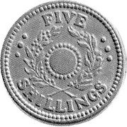 Australia Five Shillings KM# Tn5.2 Token coinage FIVE SHILLINGS coin reverse Australia Five Shillings KM# Tn5.2 Token coinage FIVE SHILLINGS coin reverse