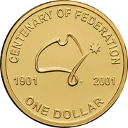 Australia One Dollar Centenary of Federation 2001 B Proof KM# 534.1a CENTENARY OF FEDERATION 1901 2001 ONE DOLLAR coin reverse Australia One Dollar Centenary of Federation 2001 B Proof KM# 534.1a CENTENARY OF FEDERATION 1901 2001 ONE DOLLAR coin reverse