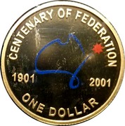 Australia One Dollar Centenary of Federation (Colorized) 2001 KM# 534.2 CENTENARY OF FEDERATION 1901 2001 ONE DOLLAR coin reverse Australia One Dollar Centenary of Federation (Colorized) 2001 KM# 534.2 CENTENARY OF FEDERATION 1901 2001 ONE DOLLAR coin reverse