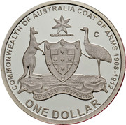 Australia One Dollar Coat of Arms 2008 KM# 1047a COMMONWEALTH OF AUSTRALIA COAT OF ARMS 1908-1912 ONE DOLLAR ADVANCE AUSTRALIA C coin reverse Australia One Dollar Coat of Arms 2008 KM# 1047a COMMONWEALTH OF AUSTRALIA COAT OF ARMS 1908-1912 ONE DOLLAR ADVANCE AUSTRALIA C coin reverse