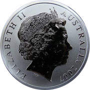 Australia One Dollar Kangaroo mother and joey 2007 KM# 850 ELIZABETH II AUSTRALIA 2007 IRB coin obverse Australia One Dollar Kangaroo mother and joey 2007 KM# 850 ELIZABETH II AUSTRALIA 2007 IRB coin obverse