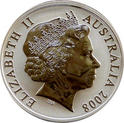 Australia One Dollar Kangaroo with Football (Colorized) 2008 KM# 1061b ELIZABETH II AUSTRALIA 2008 IRB coin obverse Australia One Dollar Kangaroo with Football (Colorized) 2008 KM# 1061b ELIZABETH II AUSTRALIA 2008 IRB coin obverse