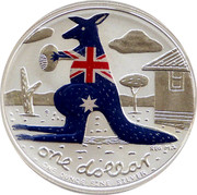 Australia One Dollar Kangaroo with Football (Colorized) 2008 KM# 1061b ONE DOLLAR ONE OUNCE FINE SILVER REG M.Z coin reverse