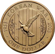 Australia One Dollar Korean War Remembrance 2003 KM# 663 1953 KOREAN WAR 2003 ONE DOLLAR C coin reverse Australia One Dollar Korean War Remembrance 2003 KM# 663 1953 KOREAN WAR 2003 ONE DOLLAR C coin reverse
