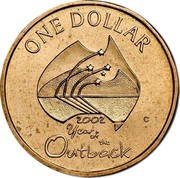 Australia One Dollar Year of the Outback 2002 KM# 600.1 ONE DOLLAR 2002 YEAR OF THE OUTBACK C coin reverse Australia One Dollar Year of the Outback 2002 KM# 600.1 ONE DOLLAR 2002 YEAR OF THE OUTBACK C coin reverse